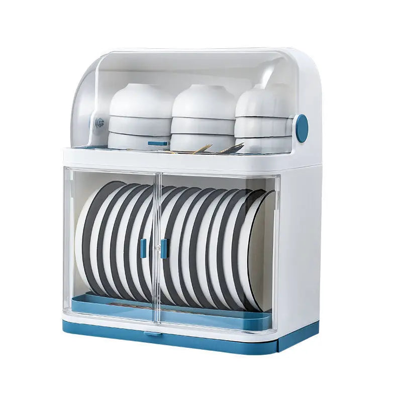 Kitchen Drain Bowl Rack Double Layer Cupboards Plastic With Lids for Dishes Dishes Chopsticks Storage Box Cutlery Storage Rack