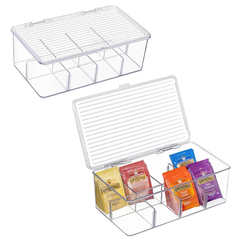 Tea Bags Holder Stackable Tea Bag Organizer Plastic Tea Storage Box