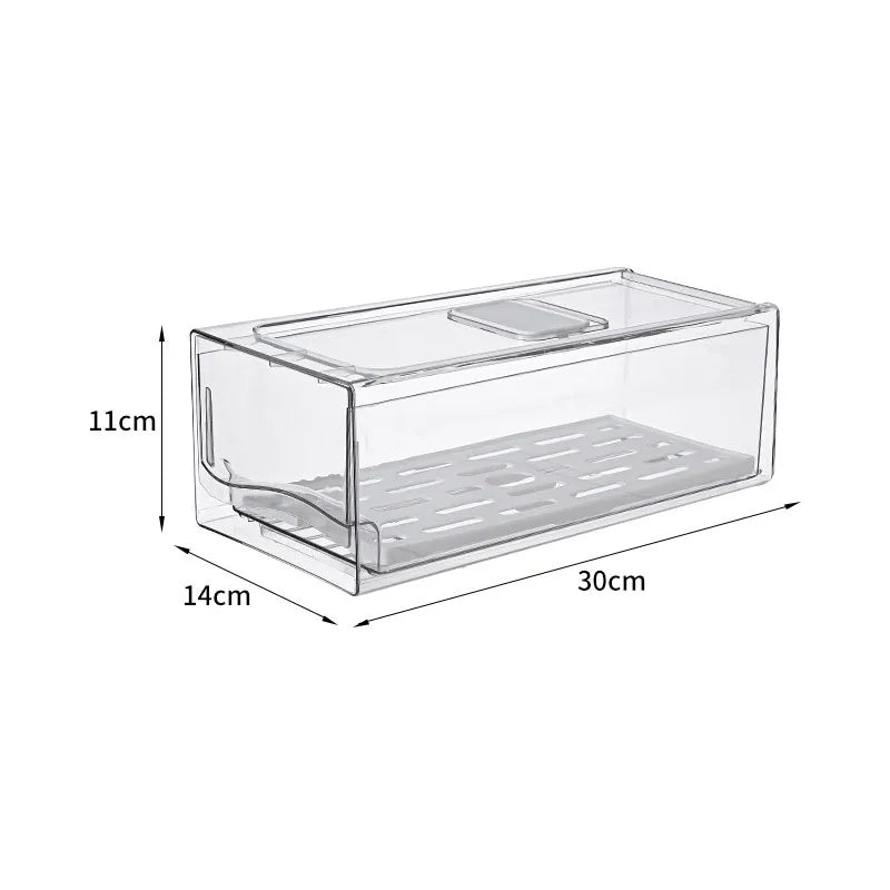 Kitchen Transparent Plastic Fridge Organizer for Vegetable Food Freezer Drawer Stackable Refrigerator Storage Box Bin