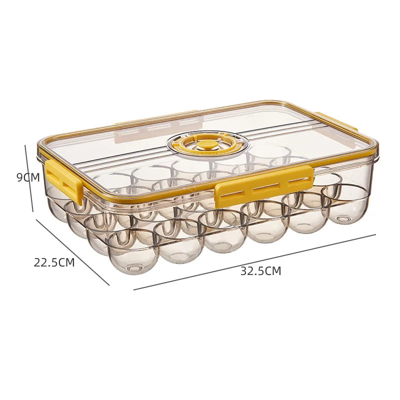 Refrigerator Organizer Stackable Plastic Storage Bin with Drain Plate Air Hole for Food Vegetable Fruit Egg Kitchen Fridge Box
