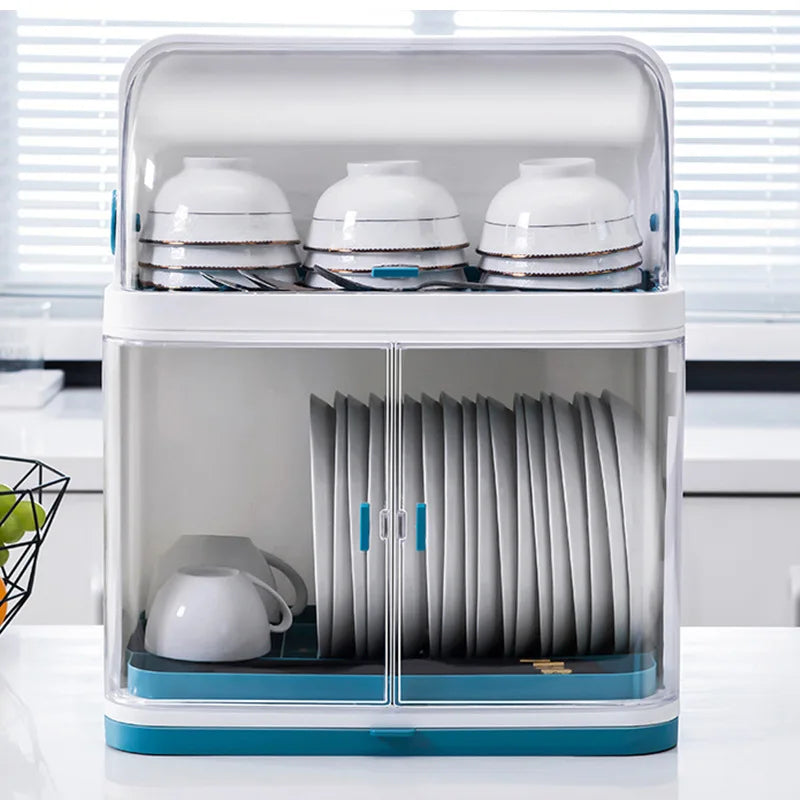 Kitchen Drain Bowl Rack Double Layer Cupboards Plastic With Lids for Dishes Dishes Chopsticks Storage Box Cutlery Storage Rack
