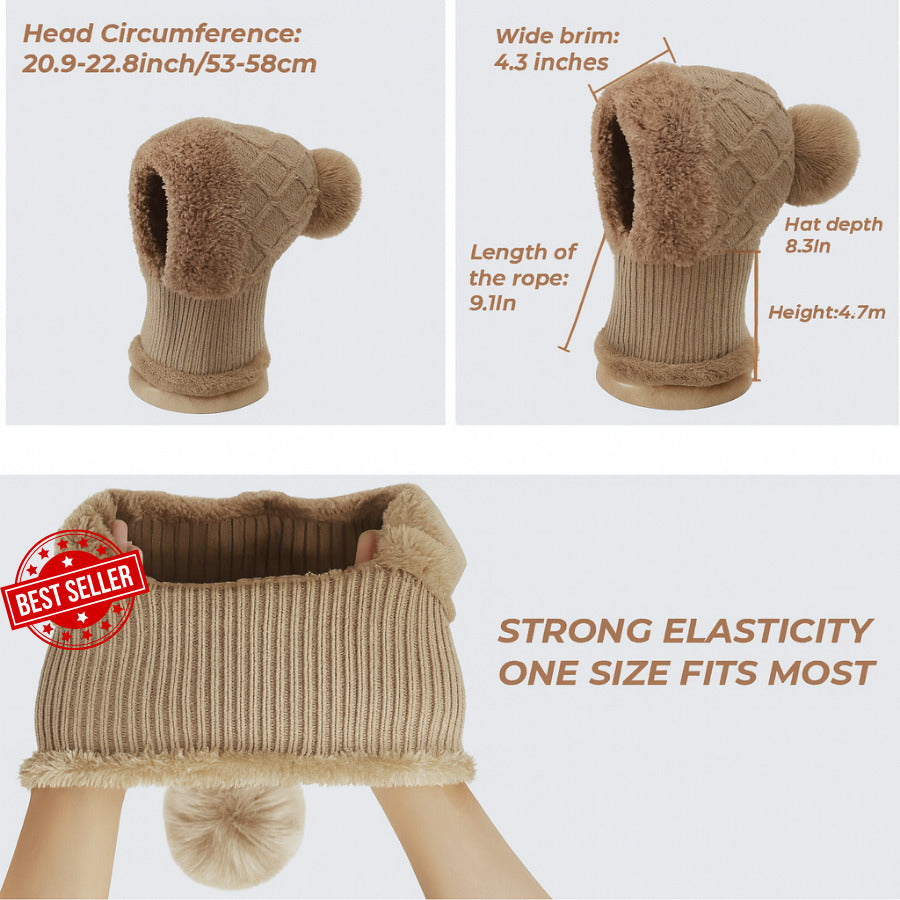 🎄Christmas Sale 50% OFF⛄️Women’s Thermal Knit Hood – Fleece-Lined Winter Hat, Neck Warmer & Face Cover Combo