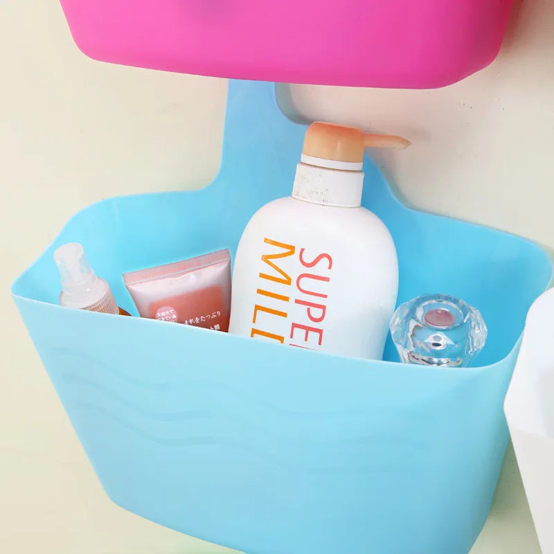 Bathroom Plastic Hanging Storage Basket for Shower/Laundry/Waste With Wall Mounted Hook