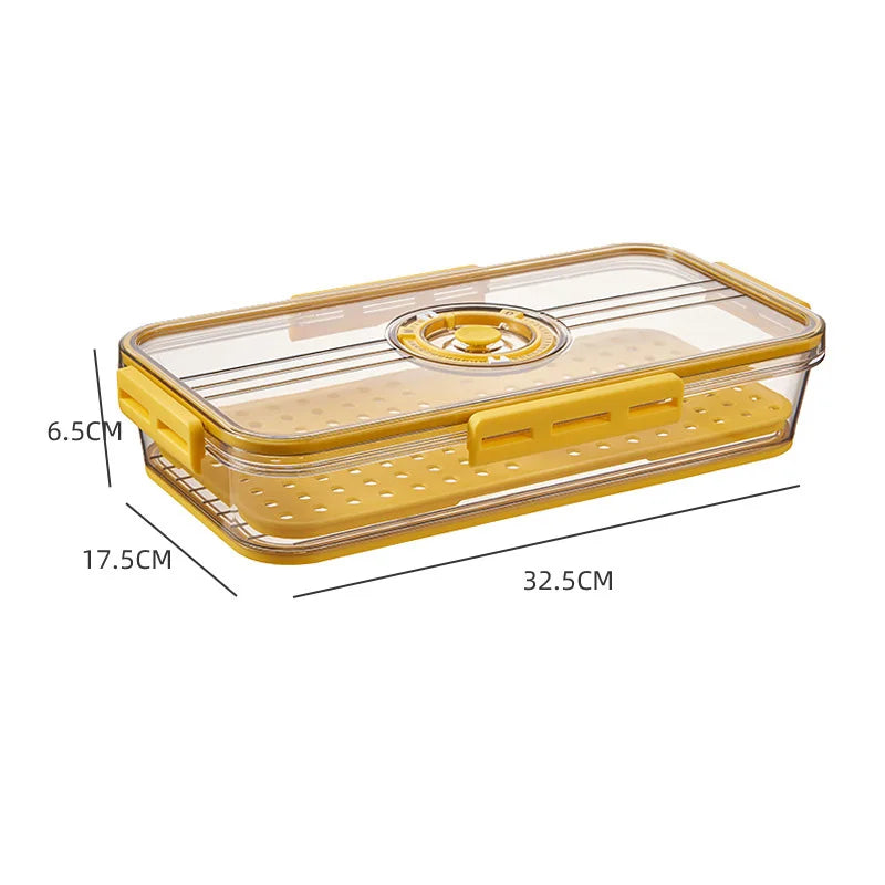 Refrigerator Organizer Stackable Plastic Storage Bin with Drain Plate Air Hole for Food Vegetable Fruit Egg Kitchen Fridge Box