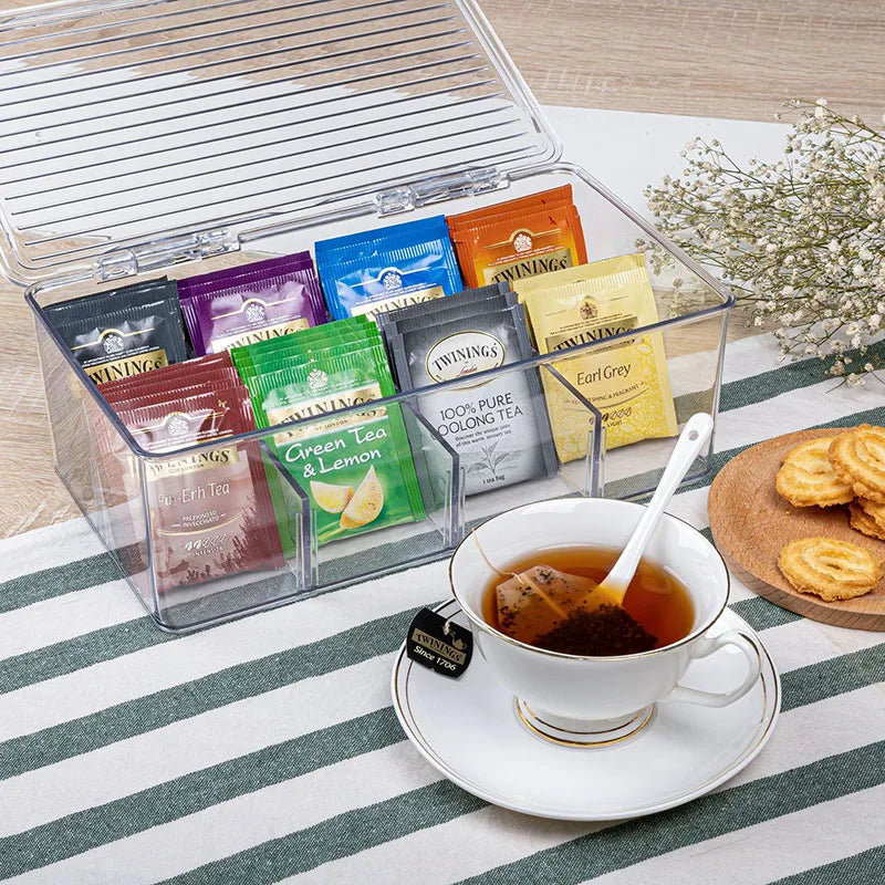 Tea Bags Holder Stackable Tea Bag Organizer Plastic Tea Storage Box