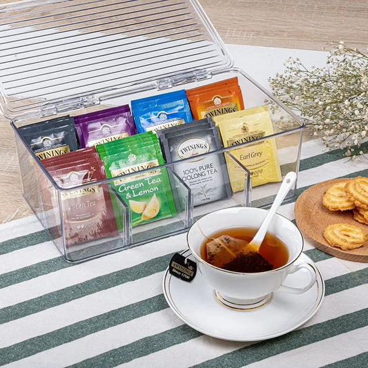 Tea Bags Holder Stackable Tea Bag Organizer Plastic Tea Storage Box
