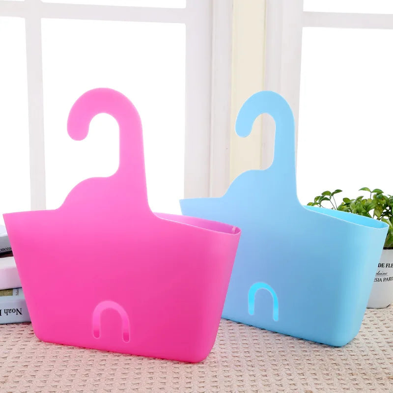 Bathroom Plastic Hanging Storage Basket for Shower/Laundry/Waste With Wall Mounted Hook