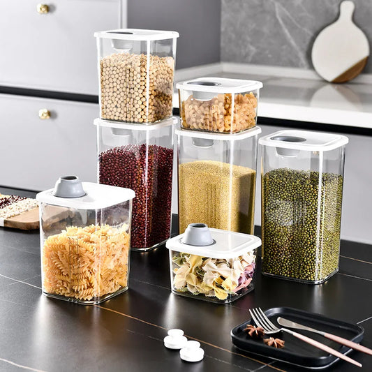 New Design Pantry Jars Kitchen Organization and Storage Plastic Airtight Dry Food Storage Container for Cereal Rice Flour
