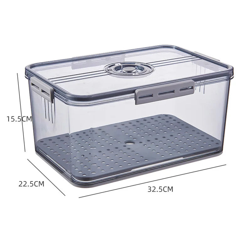 Refrigerator Organizer Stackable Plastic Storage Bin with Drain Plate Air Hole for Food Vegetable Fruit Egg Kitchen Fridge Box