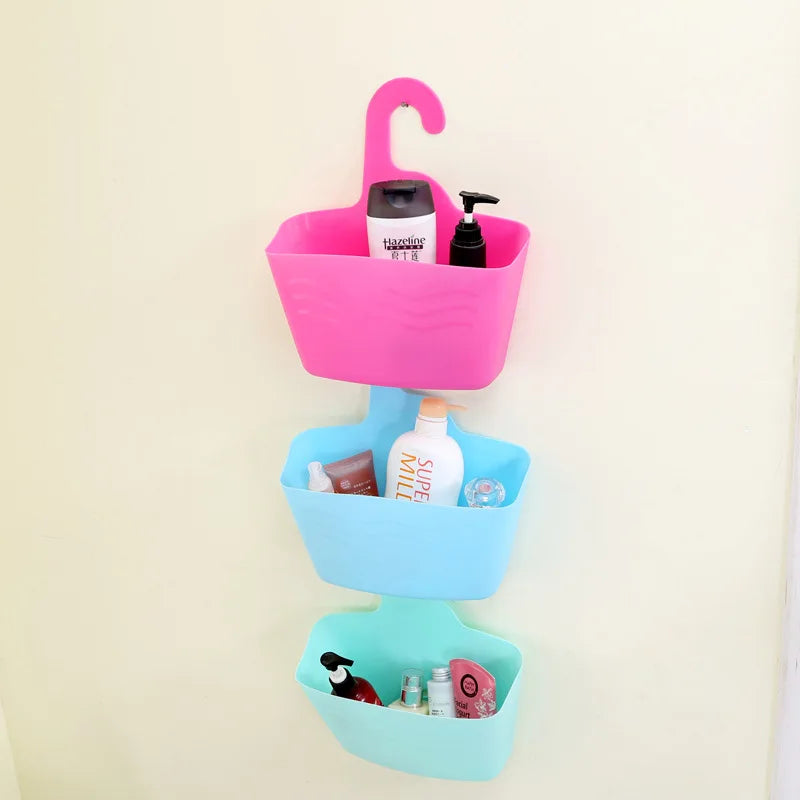 Bathroom Plastic Hanging Storage Basket for Shower/Laundry/Waste With Wall Mounted Hook