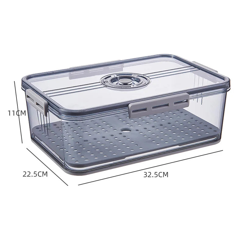 Refrigerator Organizer Stackable Plastic Storage Bin with Drain Plate Air Hole for Food Vegetable Fruit Egg Kitchen Fridge Box