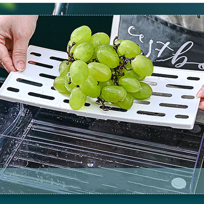 Kitchen Transparent Plastic Fridge Organizer for Vegetable Food Freezer Drawer Stackable Refrigerator Storage Box Bin