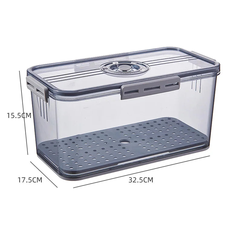 Refrigerator Organizer Stackable Plastic Storage Bin with Drain Plate Air Hole for Food Vegetable Fruit Egg Kitchen Fridge Box