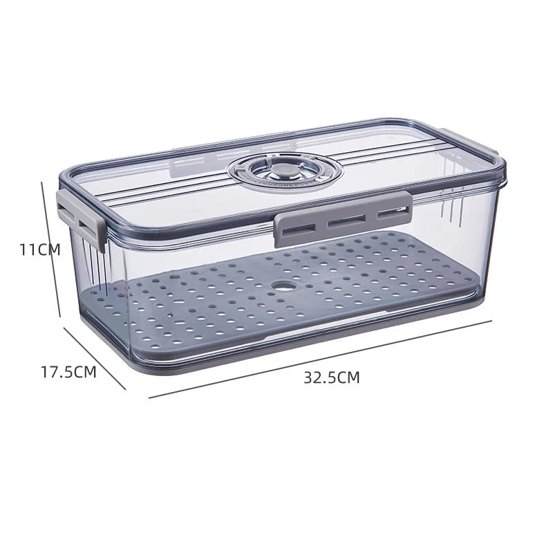 Refrigerator Organizer Stackable Plastic Storage Bin with Drain Plate Air Hole for Food Vegetable Fruit Egg Kitchen Fridge Box