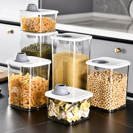 New Design Pantry Jars Kitchen Organization and Storage Plastic Airtight Dry Food Storage Container for Cereal Rice Flour