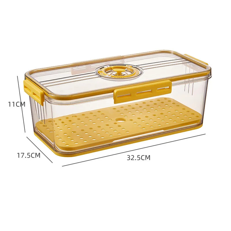 Refrigerator Organizer Stackable Plastic Storage Bin with Drain Plate Air Hole for Food Vegetable Fruit Egg Kitchen Fridge Box