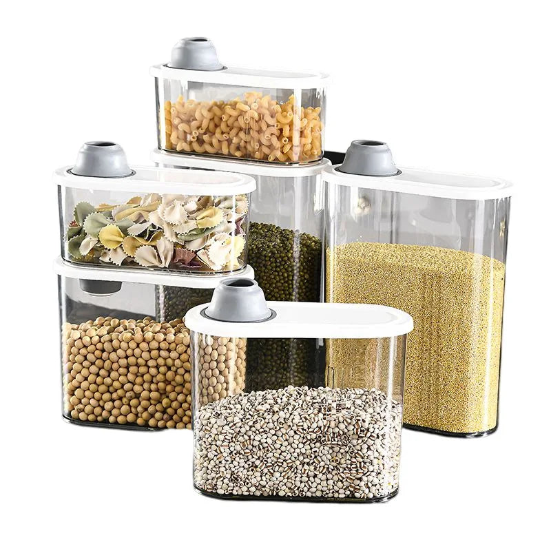 New Design Pantry Jars Kitchen Organization and Storage Plastic Airtight Dry Food Storage Container for Cereal Rice Flour