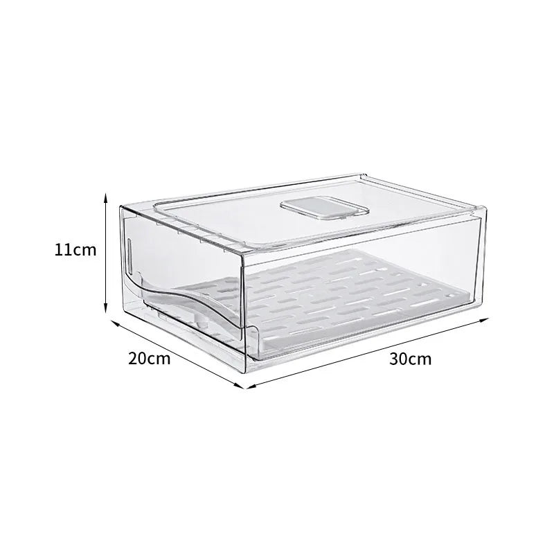 Kitchen Transparent Plastic Fridge Organizer for Vegetable Food Freezer Drawer Stackable Refrigerator Storage Box Bin