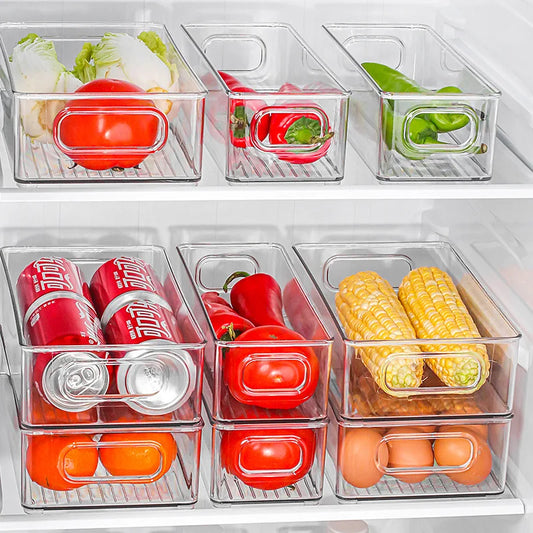 Hot Selling Transparent  PET Plastic Freezer Organizer Airtight  Food Freezer Box Fridge Bins Stackable Storage Refrigerator Box