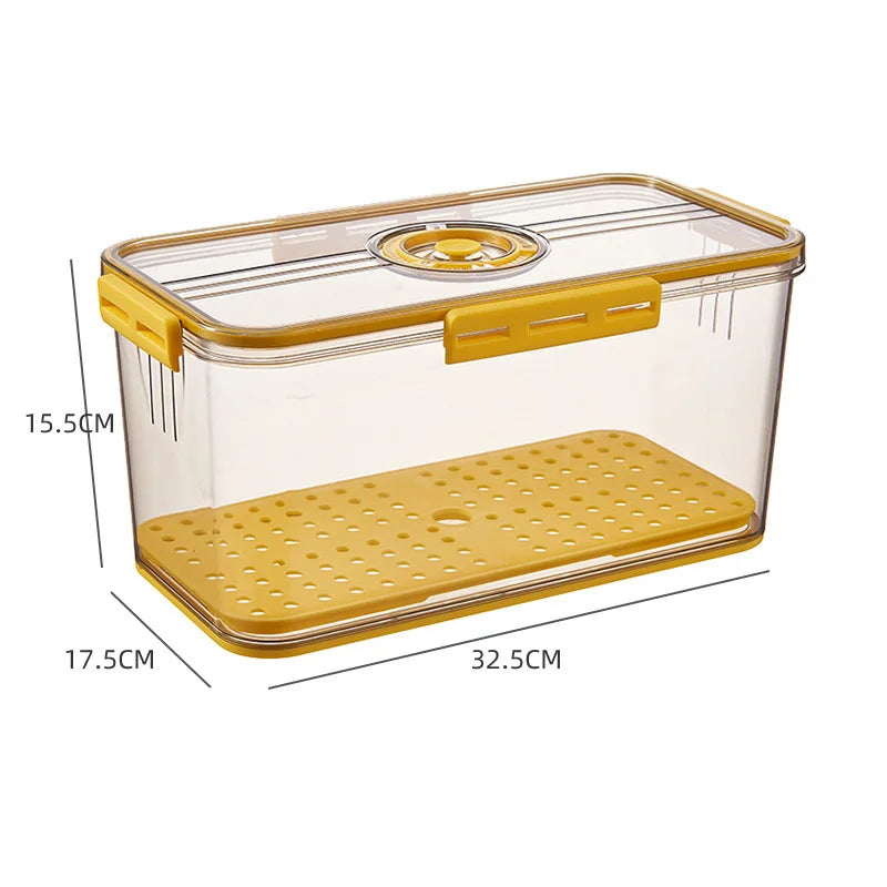 Refrigerator Organizer Stackable Plastic Storage Bin with Drain Plate Air Hole for Food Vegetable Fruit Egg Kitchen Fridge Box
