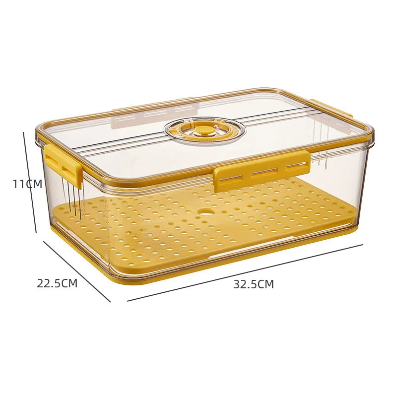 Refrigerator Organizer Stackable Plastic Storage Bin with Drain Plate Air Hole for Food Vegetable Fruit Egg Kitchen Fridge Box