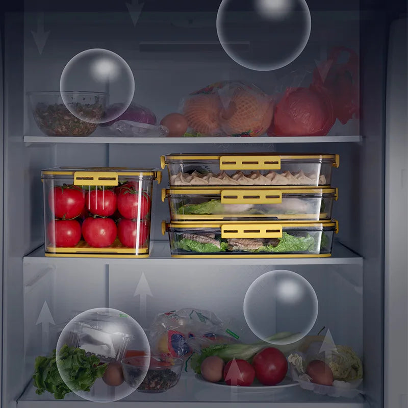 Refrigerator Organizer Stackable Plastic Storage Bin with Drain Plate Air Hole for Food Vegetable Fruit Egg Kitchen Fridge Box