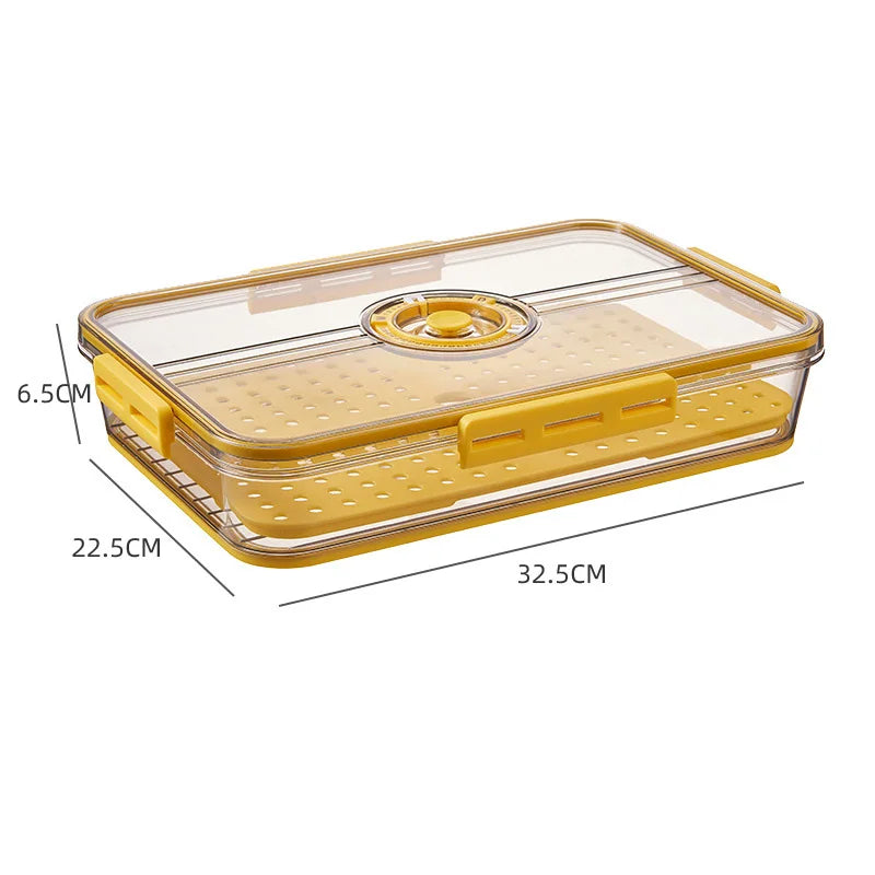 Refrigerator Organizer Stackable Plastic Storage Bin with Drain Plate Air Hole for Food Vegetable Fruit Egg Kitchen Fridge Box