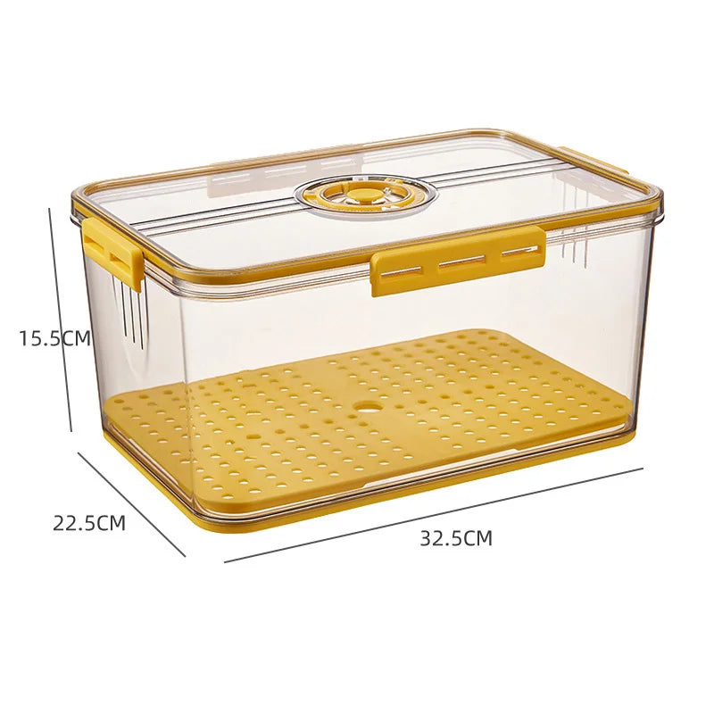 Refrigerator Organizer Stackable Plastic Storage Bin with Drain Plate Air Hole for Food Vegetable Fruit Egg Kitchen Fridge Box