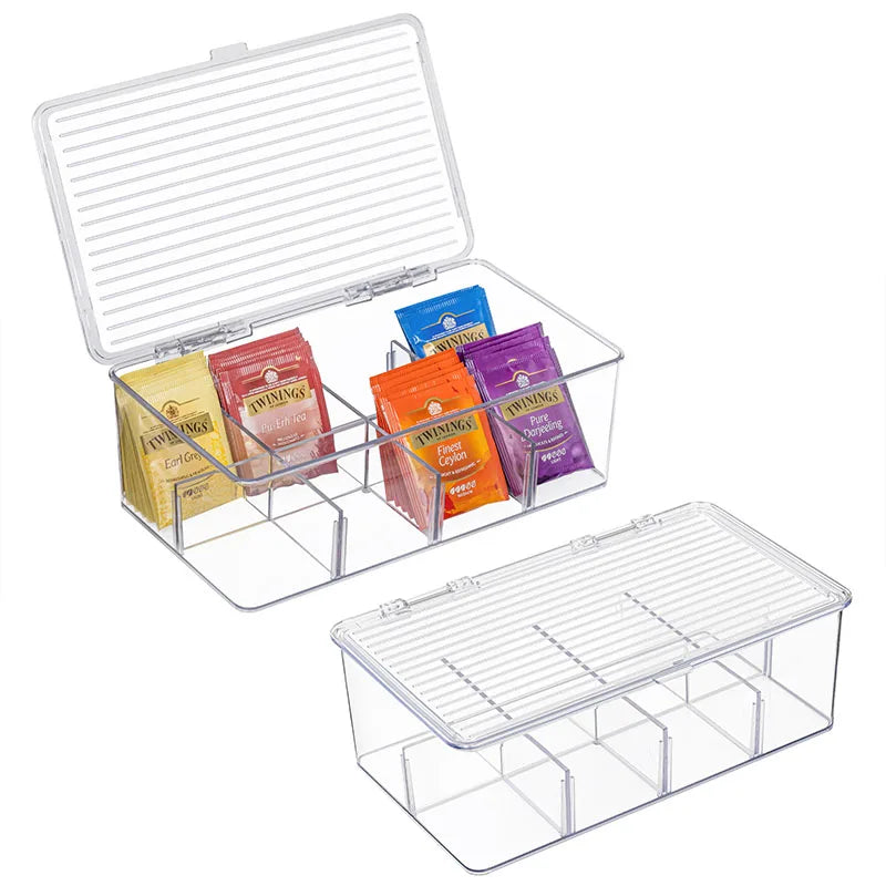 Tea Bags Holder Stackable Tea Bag Organizer Plastic Tea Storage Box